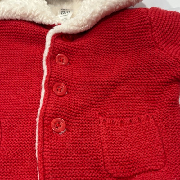 Carter's Red Hooded Baby Jacket with White Lining - Picture 3 of 4